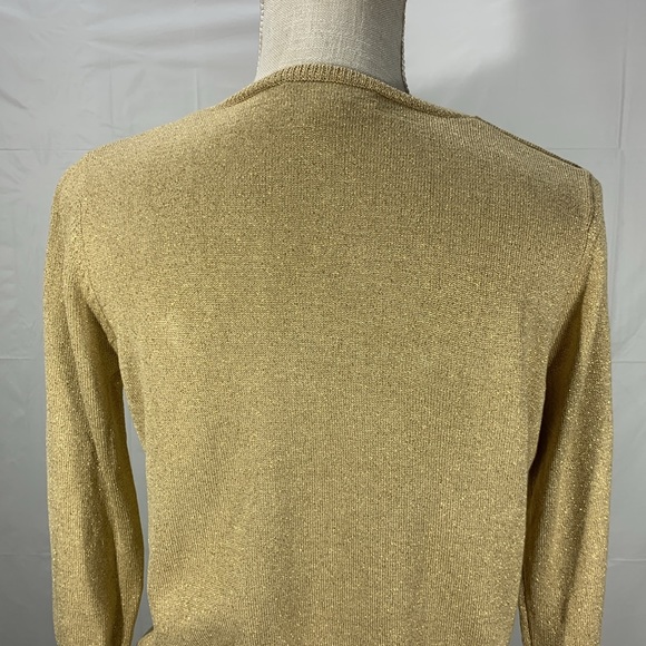 Draper’s & Damon’s Gold Shimmer Sparkle Scoop Neck Sweater Size Small Pe… - Picture 8 of 12